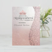 Vintager Luxusdamast Tiara Quinceañera Einladung (Stehend Vorderseite)