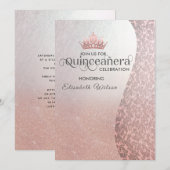 Vintager Luxusdamast Tiara Quinceañera Einladung (Vorne/Hinten)