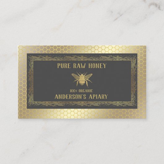 Vintager Luxusgoldenhonig/Bienenzucht Visitenkarte (Vorderseite)