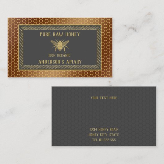 Vintager Luxusgoldenhonig/Bienenzucht Visitenkarte (Vorne/Hinten)