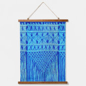 Vintager Macramé-Look - blau Wandteppich Mit Holzrahmen (Vorderseite)