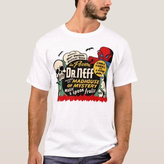 Vintager "Madhouse des Geheimnisses" T - Shirt (Vorderseite)