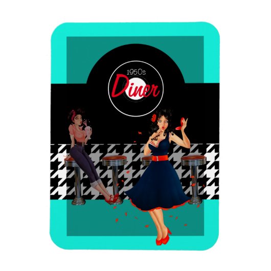 Vintager Magnet der 1950er-Jahre in Hahnentrittmus (Vertikal)