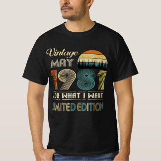 Vintager Mai 1981 T - Shirt - Retro Style Geburtst