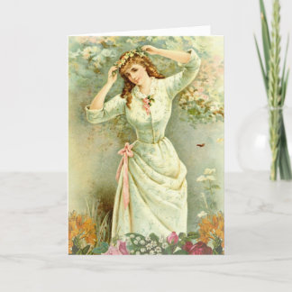 Vintager Mai-Tag Beltane Floral Lady Feiertagskarte