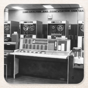 Vintager Mainframe-Computer Rechteckiger Pappuntersetzer