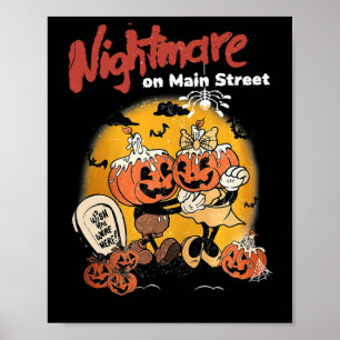 Vintager Mainstreet Halloween Pumpkin On Head Beän Poster
