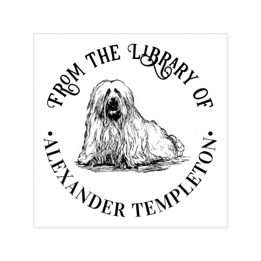 Vintager maltesischer Terrier Zeichnend Bibliothek Permastempel (Design)