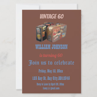 Vintager Mann 60. Geburtstagsparty Einladungskarte Einladung