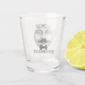 Vintager Mann auf dem Barkeeper Schnurrbart Krawat Schnapsglas (Rückseite)