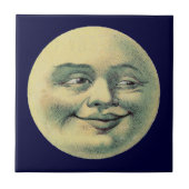 Vintager Mann auf dem Mond Fliese (Vorderseite)