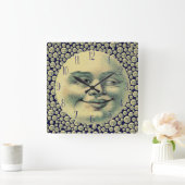 Vintager Mann auf dem Mond Quadratische Wanduhr (Zuhause)