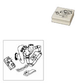 Vintager Mann der 50er Jahre mit Weihnachtsgeschen Gummistempel (Stempel)