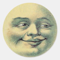 Vintager Mann im Mond Aufkleber (groß)