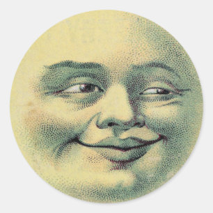 Vintager Mann im Mond Aufkleber (groß)