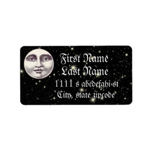 Vintager Mann im Mond-Rücksendeadresseaufkleber Adressaufkleber