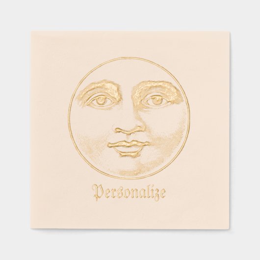 Vintager Mann im Mond Servietten Mit Folie (Vorderseite)