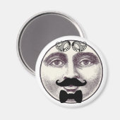 Vintager Mann im Mond Vollgesicht Schnurrbart Kraw Magnet (Vorderseite/Rückseite)