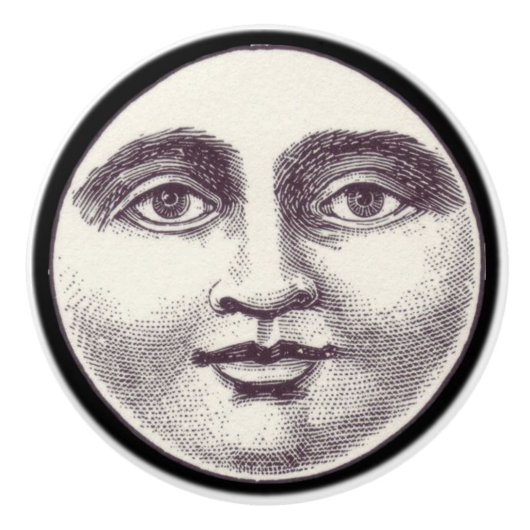 Vintager Mann im Mondknopf der Keramik Keramikknauf (Vorderseite)