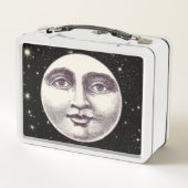 Vintager Mann im VollAntlitz Schwarz-weiß Metall Brotdose (Rückseite)