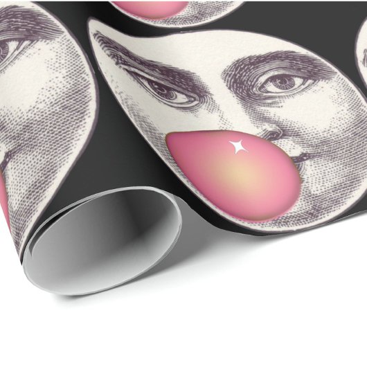 Vintager Mann im Vollblutblasen des Mondes Geschenkpapier