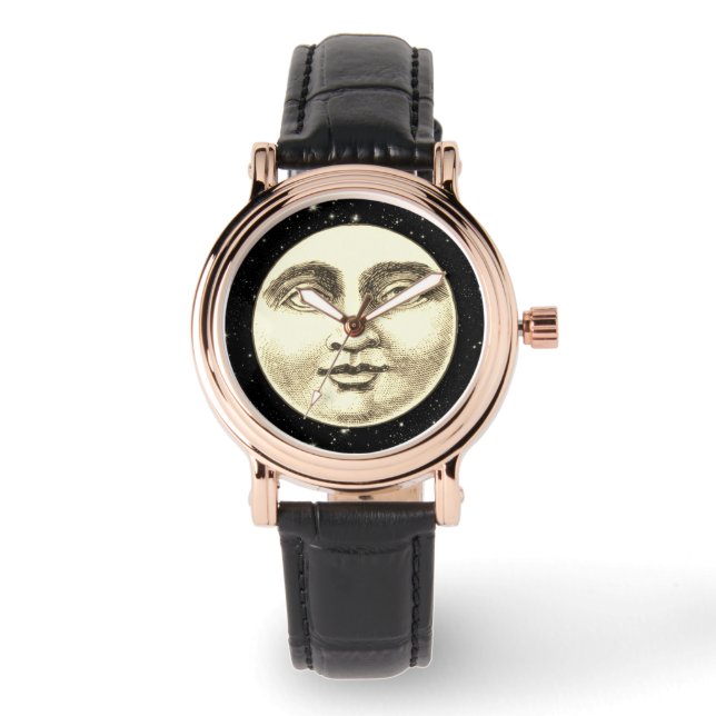 Vintager Mann im Vollgesicht Schwarzer Sepia Armbanduhr (Vorderseite)