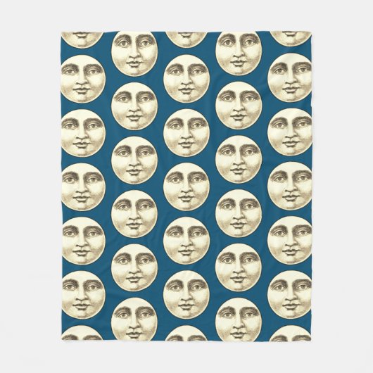 Vintager Mann im Vollmond blau Fleecedecke (Vorderseite)