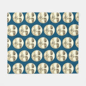 Vintager Mann im Vollmond blau Fleecedecke (Vorderseite (Horizontal))