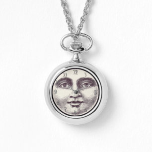 Vintager Mann im Vollmond Gesicht Schwarz-weiß Armbanduhr