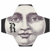 Vintager Mann im Vollmond Gesicht Schwarz-weiß Fußball (Flach)