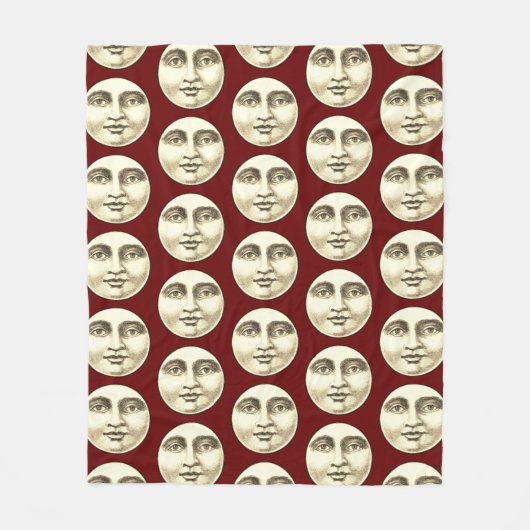 Vintager Mann im Vollmond rot im Gesicht Fleecedecke (Vorderseite)
