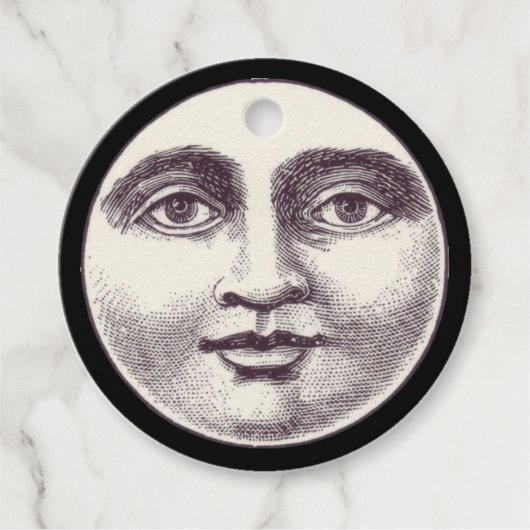 Vintager Mann im Vollmondgesicht Geschenkanhänger (Vorderseite)