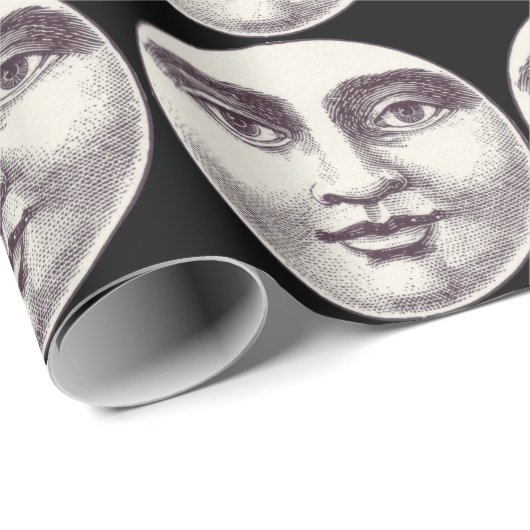 Vintager Mann im Vollmondgesicht Geschenkpapier (Rolleneckpunkt)