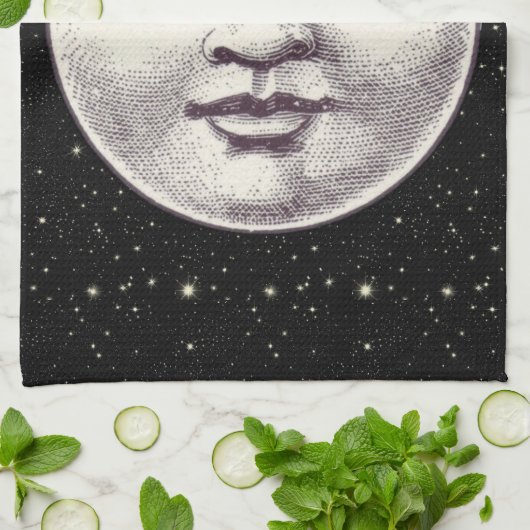 Vintager Mann im Vollmondgesicht Geschirrtuch (Gefaltet)