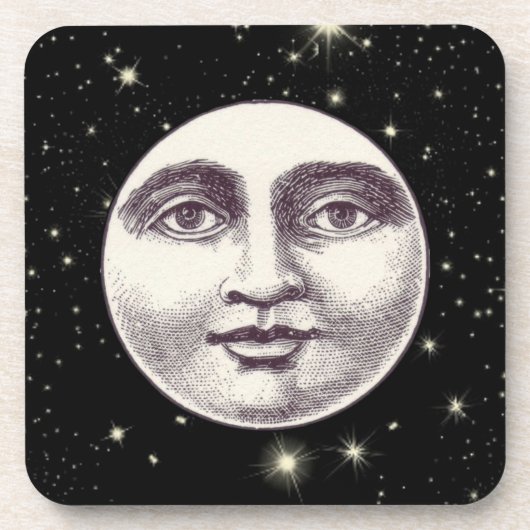 Vintager Mann im Vollmondgesicht Getränkeuntersetzer (Vorderseite)