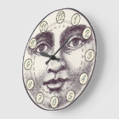 Vintager Mann im Vollmondgesicht Große Wanduhr (Winkel)