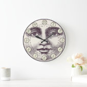 Vintager Mann im Vollmondgesicht Große Wanduhr (Zuhause)