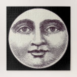 Vintager Mann im Vollmondgesicht Puzzle<br><div class="desc">Der klassische Mann auf dem Mond in schwarz-weiß.</div>