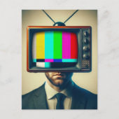 Vintager Mann mit Fernseher auf seinem Kopf Postkarte (Vorderseite)