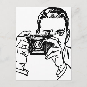 Vintager Mann mit Kamera Postkarte