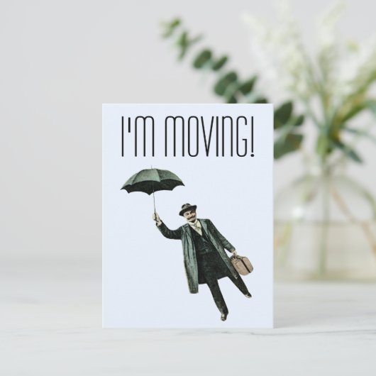 Vintager Mann mit Schirm Ankündigungspostkarte (Stehend Vorderseite)