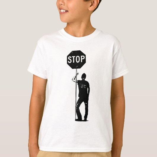Vintager Mann mit Stoppschildern T-Shirt (Vorderseite)