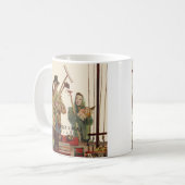 Vintager Mann und Ehefrau mit Gartenwerkzeugen Kaffeetasse (Vorderseite Links)