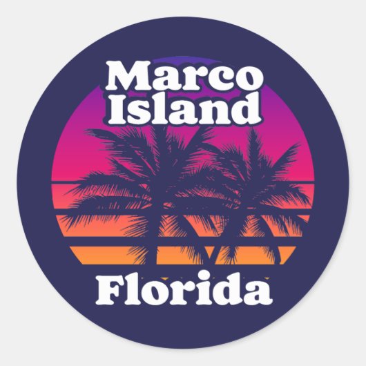 Vintager Marco Island Beach Florida Runder Aufkleber (Vorderseite)