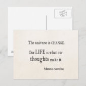 Vintager Marcus Aurelius Universe Change Life Quot Postkarte (Vorne/Hinten)