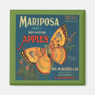 Vintager Mariposa Apple Magnet