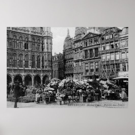 Vintager Markt der Grand Place Brussels Blume der Poster (Vorne)
