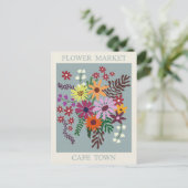 Vintager Markt für südafrikanische Blume in Kapsta Postkarte (Stehend Vorderseite)