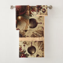 Vintager Maroon und Gold Weihnachten