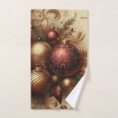 Vintager Maroon und Gold Weihnachten Badhandtuch Set (Handtuch)